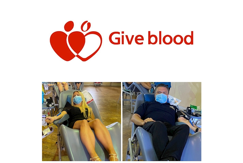 Caddick team give blood